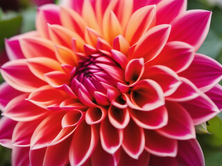 Dahlia blossom up close. a floral design background. Close up of a blooming medicinal plant. Nature based idea. 