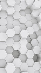 Naklejka premium White Hexagonal Background. 3D Futuristic abstract honeycomb mosaic white background.