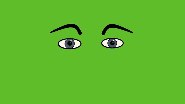 Green Screen surprised Cartoon Eyes Video Animation