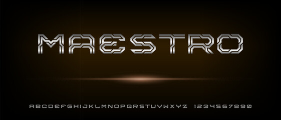 Digital modern futuristic alphabet font with urban style template