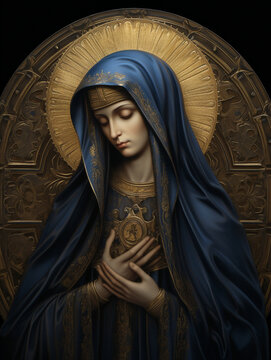 Icon Mother of God in the Catholic religion, Madonna, Blessed Virgin Mary, Our Lady Nossa Senhora do Carmo, religion faith Christianity Jesus Christ, saints holy Virgen del Carmen