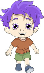Obraz premium a purple haired baby boy was walking