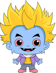 Fototapeta premium yellow haired boy vampire cartoon