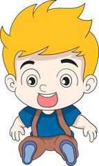 a baby boy sitting with happy smile