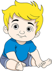 Fototapeta premium a handsome baby boy learns to sit