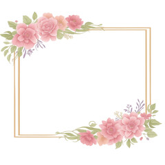 Flower border frame for invitation card PNG transparent background