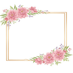 Naklejka premium Flower border frame for invitation card PNG transparent background