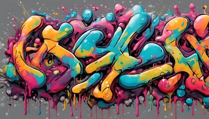 Vibrant Abstract Graffiti Art with Bold Shapes and Bright Colors | 060
