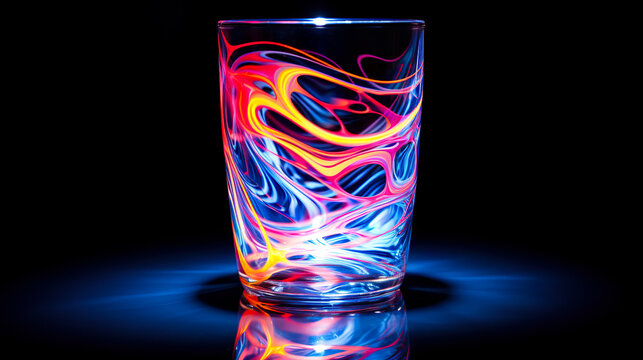 美しいマーブル模様のガラスのコップ