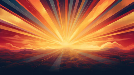 Vintage Multicolor rising sun or sun ray