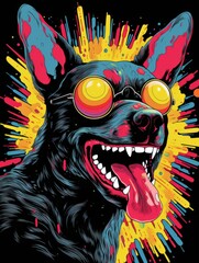 Art psychedelic pit bull dog 