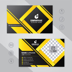 Set of yellow and black Modern Corporate Business Card Design Templates, vector eps 10