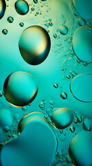 A close up of water bubbles on a blue surface