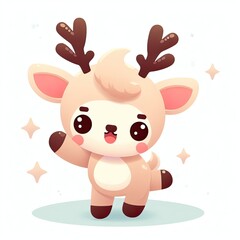 Illustration cute reindeer design character AI Generative