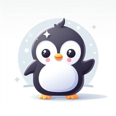 Obraz premium Illustration cute penguin design character AI Generative