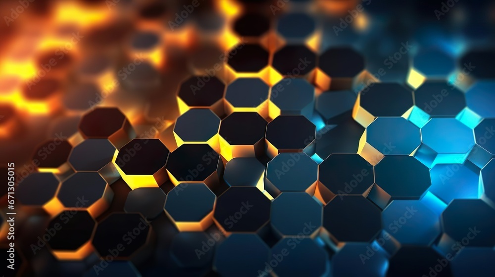 Aufkleber abstract background hexagon pattern with glowing lig