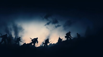 American Civil War Concept Military silhouettes fig - obrazy, fototapety, plakaty