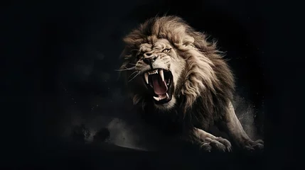 Rolgordijnen Angry roaring lion © Jodie