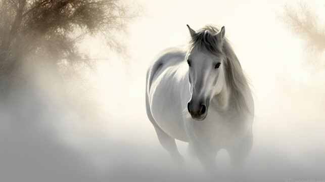 Andalusian horse in a mist