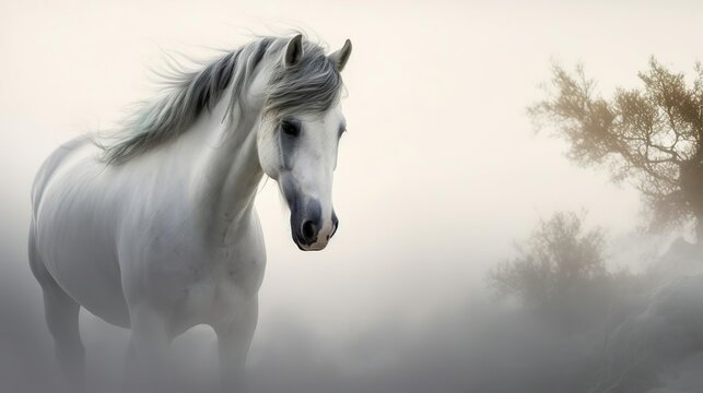 Andalusian horse in a mist