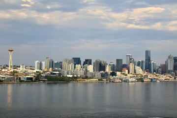 Fototapeta na wymiar Seattle city seen from the Pacific Ocean 