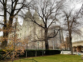 Winter on Temple Square in Salt Lake City, Utah