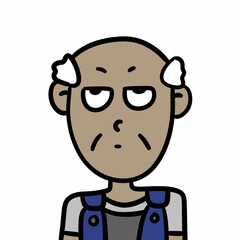 cartoon man with mustache on white background