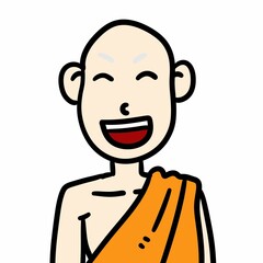 monk cartoon on white background