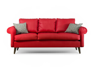 Fototapeta premium red sofa isolated on white background