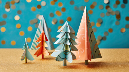 A holiday-themed craft project with scissors and glue.