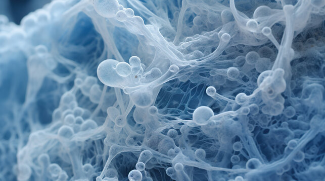 水色の粘菌の拡大イメージ背景