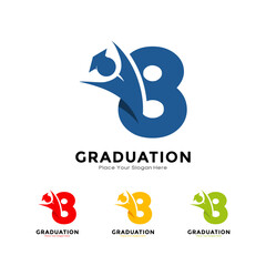 Number 8 graduation with cap. Vector logo design. Suitable for business, education, initial name, poster and label