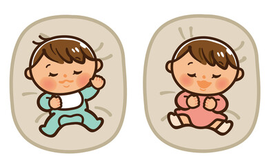 眠っているかわいい赤ちゃんのイラスト