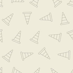 Safety cone line art seamless pattern. Suitable for backgrounds, wallpapers, fabrics, textiles, wrapping papers, printed materials, and many more.