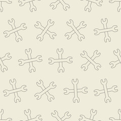 Wrench line art seamless pattern. Suitable for backgrounds, wallpapers, fabrics, textiles, wrapping papers, printed materials, and many more.