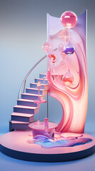 Surreal Transparent Glass Display Product with Melting Object in a Mind-Bending and Fantastically Abstract Composition