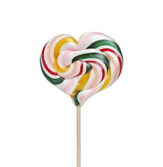 Heart shaped lollipop on stick isolated on white