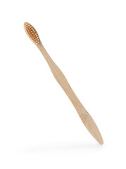 One bamboo toothbrush on white background. Eco friendly product