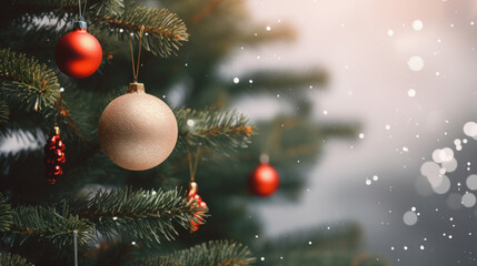 Obraz na płótnie Canvas Close up of a Christmas tree with ornaments