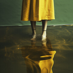 Woman dipping her toes in the water