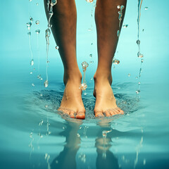 Woman dipping her toes in the water