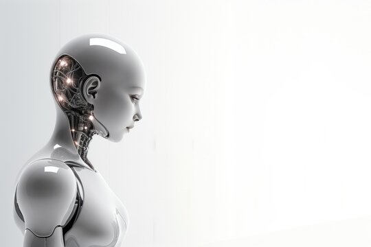 realistic portrait of a cyborg girl. progress in the development of artificial intelligence. robot man.