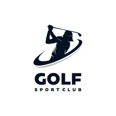 Golf Logo Swing and Hit the Ball
