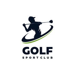 Golf Logo Swing and Hit the Ball