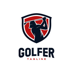 Golf Club logo with shield design template
