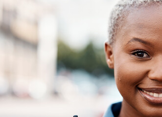 Mockup, police or portrait of woman in city for law enforcement, protection or legal street safety....