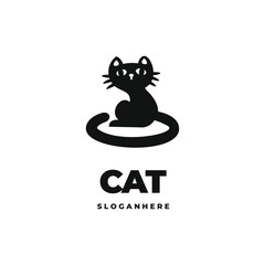 cute cat modern logo vector