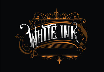 WHITE INK word lettering custom style