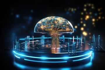 Processor AI artificial intelligence technology. smart computer chipset on circuit board for electronics and technology concept. intelligent computing processes.