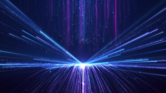 Blue particle stripes flow, beautiful blue particle lines grow, elegant particle light background.